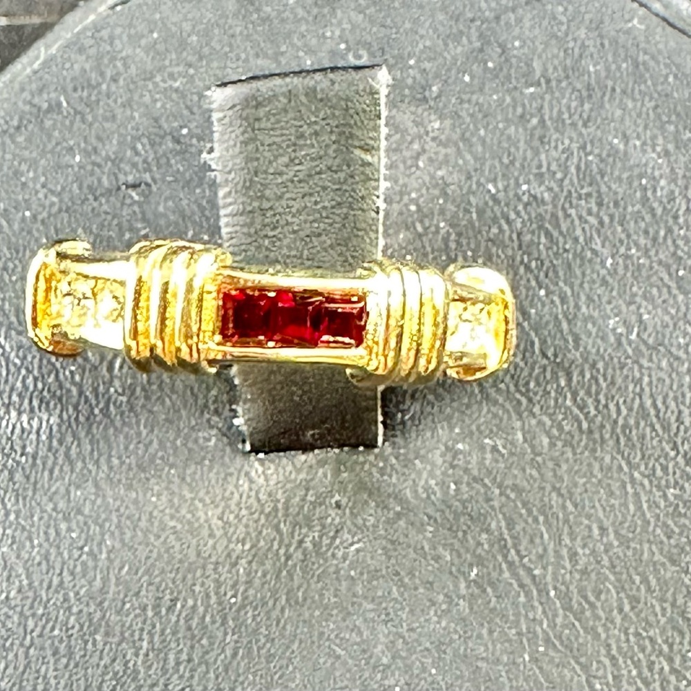 Designer Ruby & Diamond CZ band Ring, 14KT Gold ep
